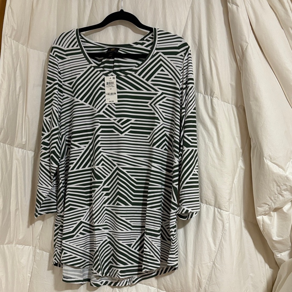 JM Collection Striped Black and White Tunic